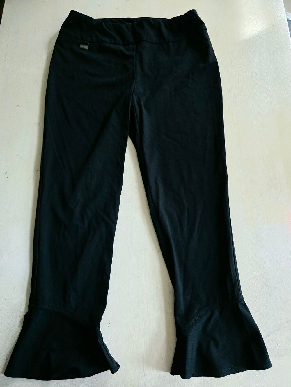 Lisette Montreal Pants Black  flared ruffle-hem Size 12